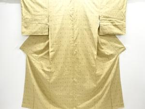 アンティーク　縞に絣柄織出し手織り紬着物